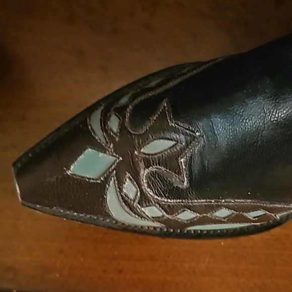 OLD GRINGO MONARCA BUTTERFLY INLAY BOOTS BLACK BROWN AND TURQUOISE 7M NWT! - Picture 5 of 7